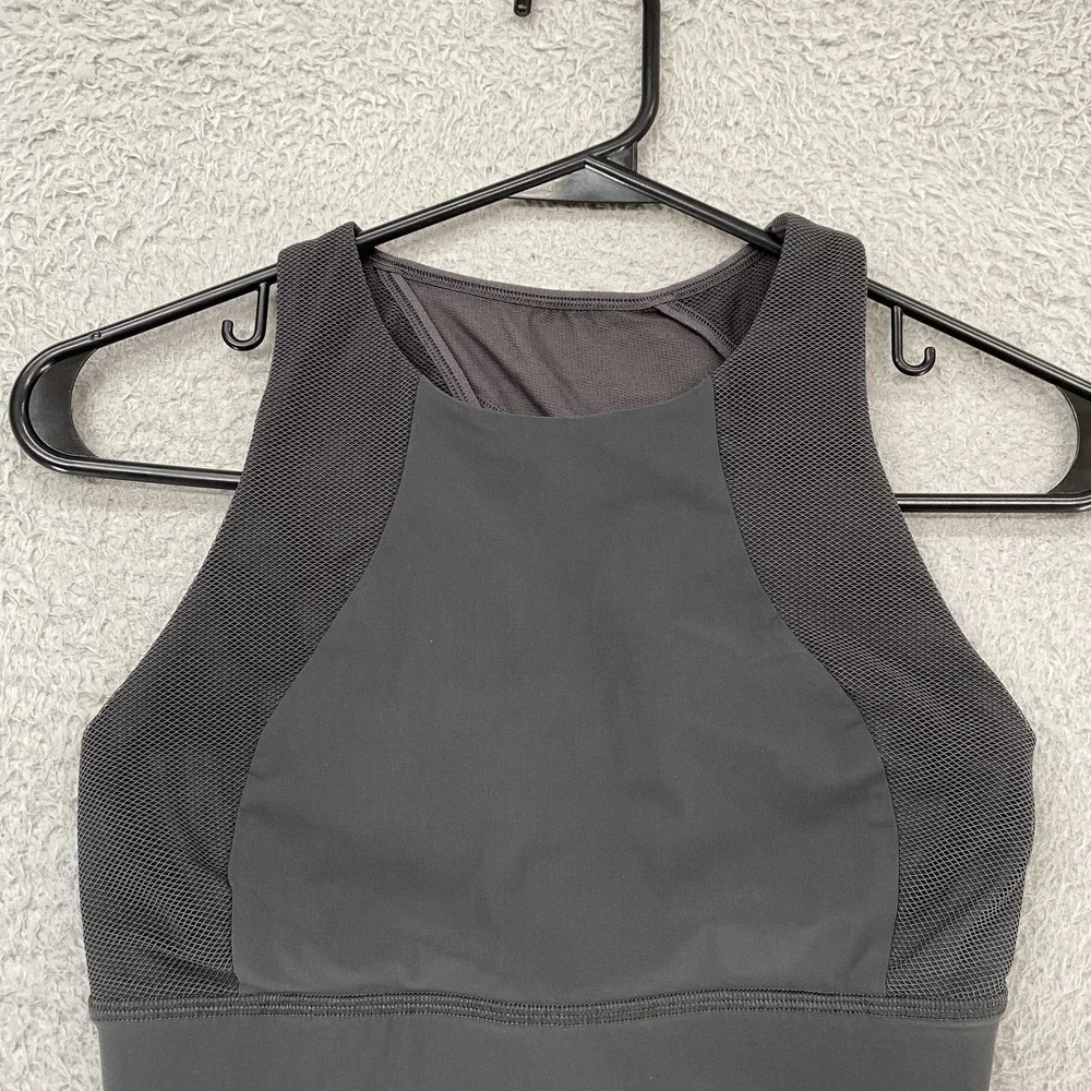 Lululemon Set Challenger Bra Womens 4‎ Gray Mesh High Neck High Support Workout